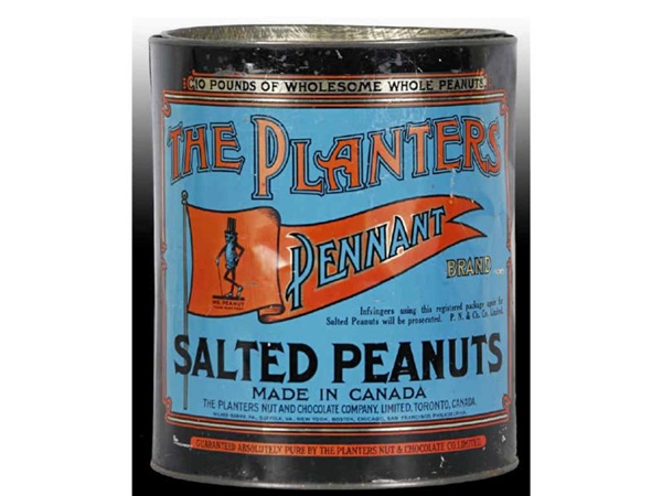 1930S PLANTERS PEANUT PENNANT BRAND 10-POUND CAN. 