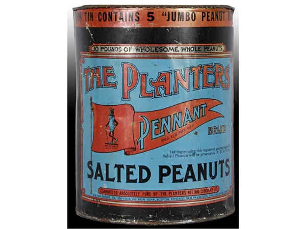 1930S PLANTERS PEANUT PENNANT BRAND 10-POUND CAN. 