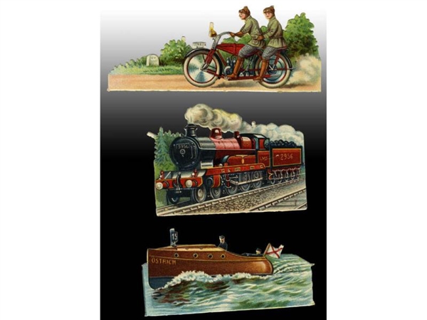 LOT OF 6: TRANSPORTATION THEMED DIE-CUT CARDS.    