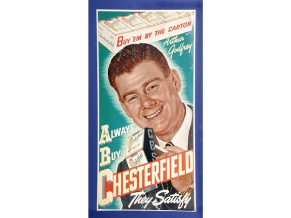 LARGE CHESTERFIELD TOBACCO CIGARETTES ADVERTISING 