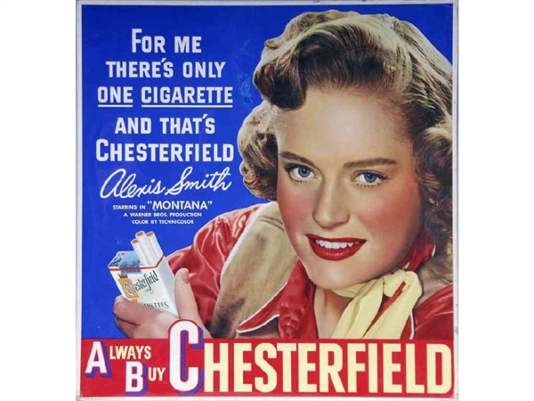 CHESTERFIELD TOBACCO ADVERTISING SIGN FEATURING AL