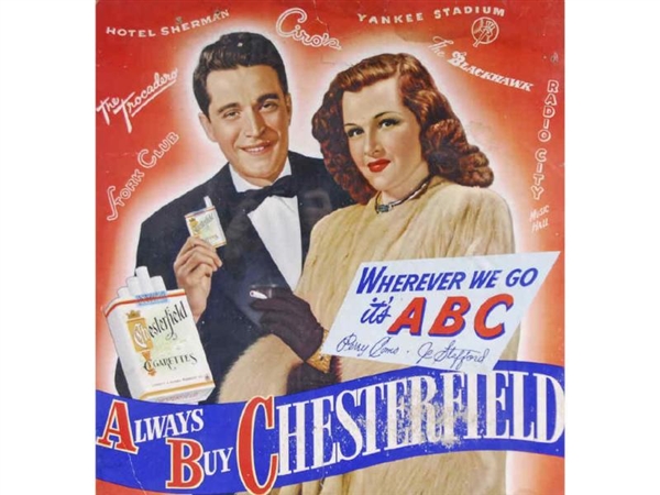 FRAMED CHESTERFIELD TOBACCO CIGARETTES ADVERTISING