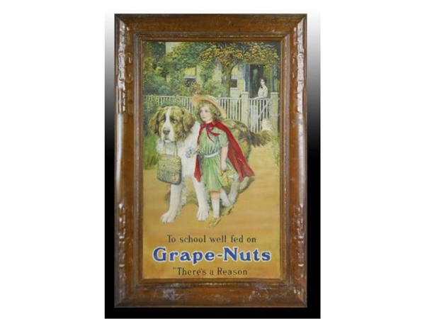 TIN GRAPE NUTS ADVERTISING SIGN.                  
