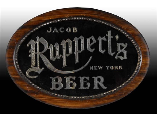 SMALL OVAL RUPPERTS BEER REVERSE PAINTING ADVERTI