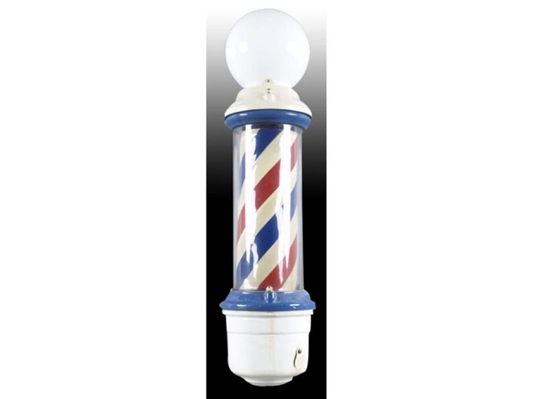ELECTRIFIED BARBER POLE WITH GLASS DOME TOP AND ME
