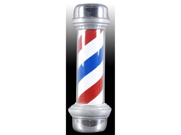 ELECTRIFIED BARBER SHOP POLE WITH SILVER TOP & BOT