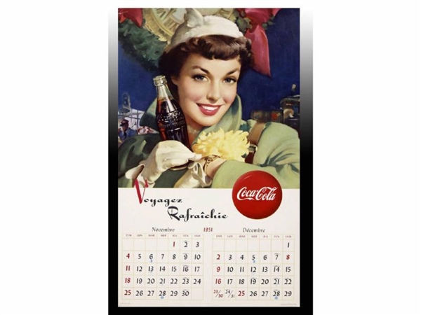 1951 FRENCH CANADIAN COCA-COLA CALENDAR PAGE.     