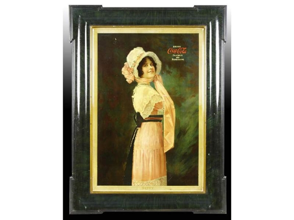 1914 COCA-COLA EMBOSSED TIN SELF FRAMED BETTY SIG 