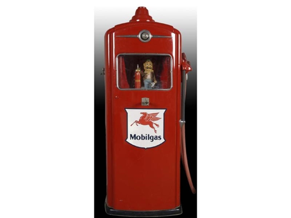 RED 25-CENT MOBILGAS GAS PUMP MACHINE WITH PEGASUS