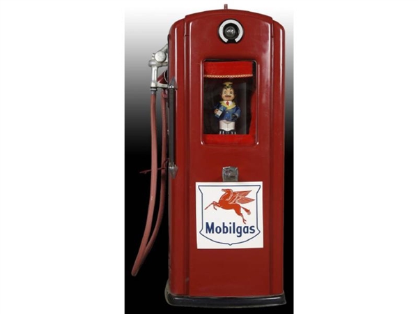 RED MOBILGAS GAS PUMP COIN-OPERATED MACHINE WITH P