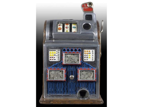 SUPERIOR NICKEL COIN-OPERATED TRIPLE SLOT MACHINE.