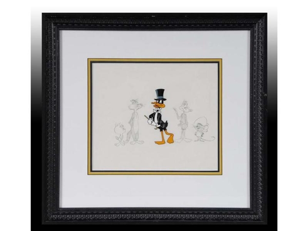 DAFFY DUCK CEL WITH WARNER BROS. CHARACTER DRAWING