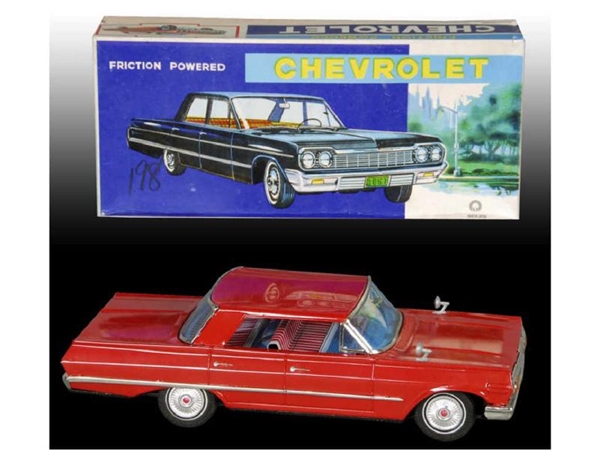 JAPANESE TIN FRICTION LARGE CHEVROLET TOY CAR WITH