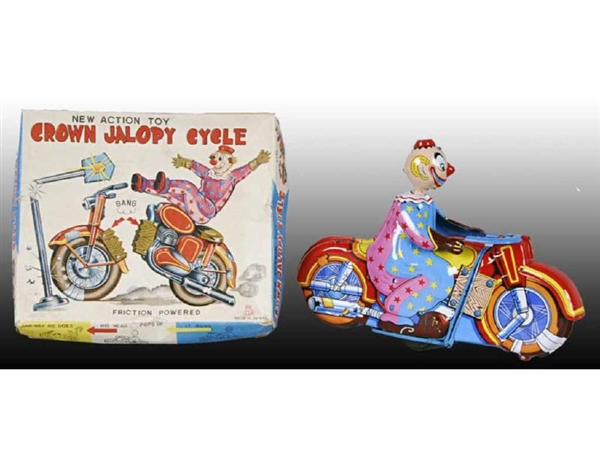 JAPANESE TPS TIN FRICTION CLOWN JALOPY CYCLE TOY W