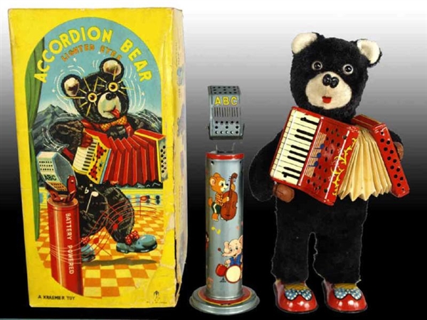 JAPANESE BATTERY-OPERATED ACCORDION BEAR TOY WITH 