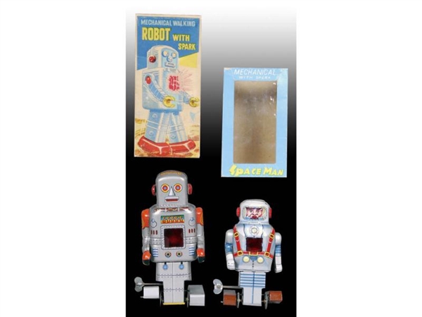 LOT OF 2: TIN WIND-UP JAPANESE ROBOT TOYS WITH ORI