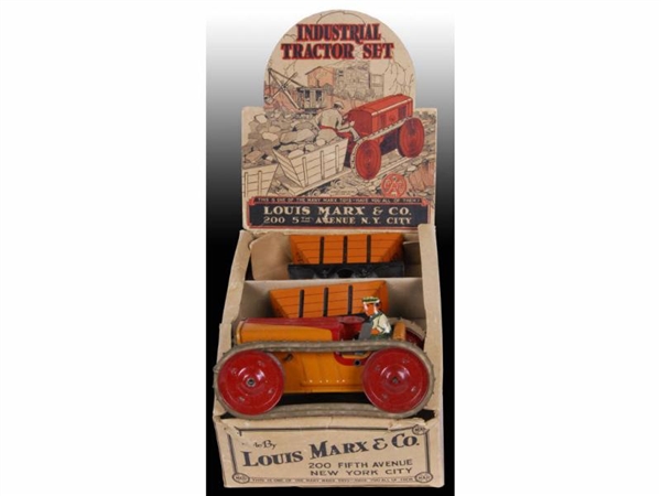 MARX INDUSTRIAL TRACTOR TOY SET WITH ORIGINAL BOX.