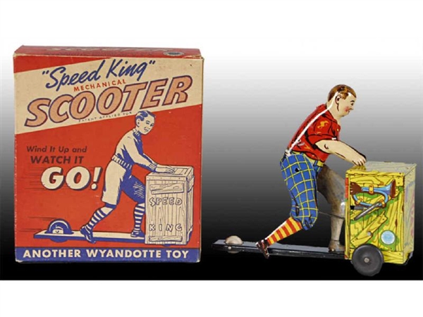 WYANDOTTE TIN WIND-UP #514 SPEED KING SCOOTER TOY 