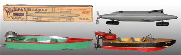 LOT OF 3: AMERICAN CLOCKWORK TOY BOATS, 1 WITH ORI