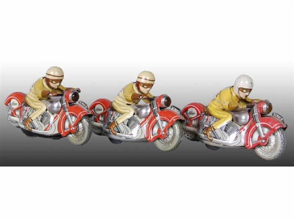 LOT OF 3: U.S. ZONE TIN WIND-UP SCHUCO MOTORCYCLE 