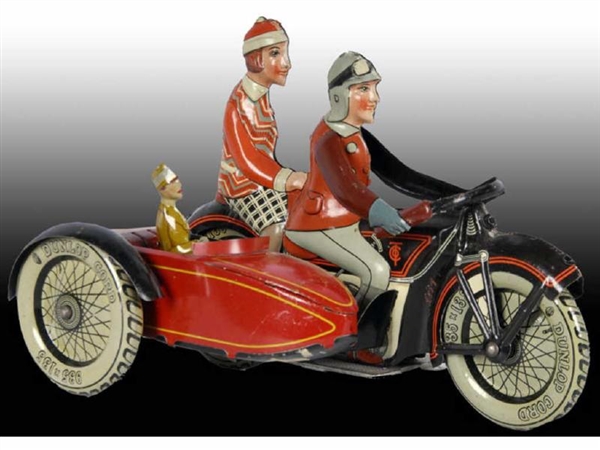 GERMAN TIPPCO TIN WIND-UP MOTORCYCLE WITH SIDECAR 