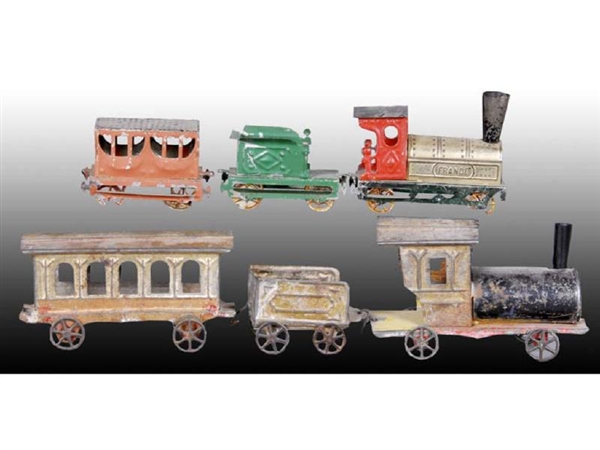 LOT OF 2: AMERICAN & FRENCH TIN EARLY TRAIN SET PU