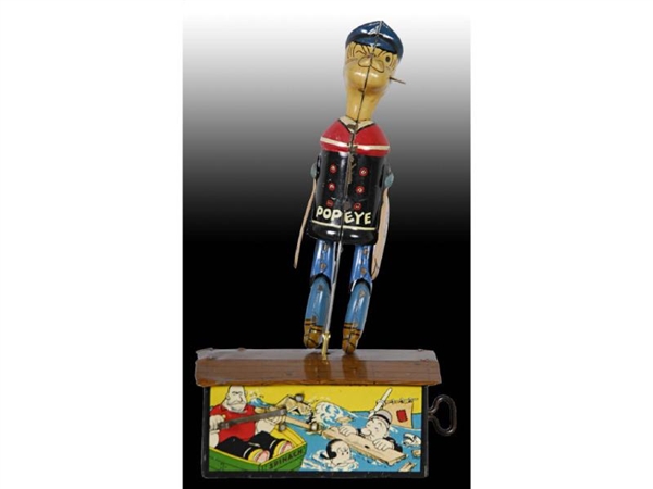 MARX TIN WIND-UP POPEYE ROOF DANCER TOY.          