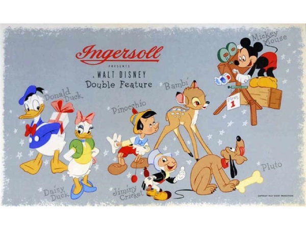 INGERSOLL WATCH ADVERTISING SIGN WITH DISNEY CHARA