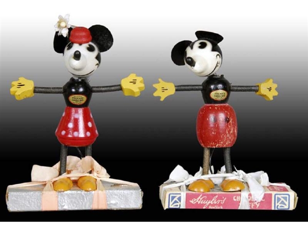 LOT OF 2: MICKEY & MINNIE MOUSE FUN-E-FLEX TOY FIG