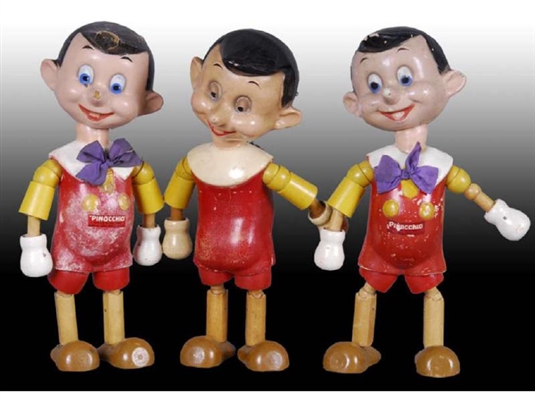 LOT OF 3: WALT DISNEY JOINTED PINOCCHIO TOYS.     