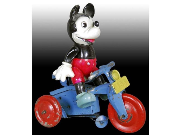 WALT DISNEY CELLULOID MICKEY MOUSE RIDING ON TRIC 