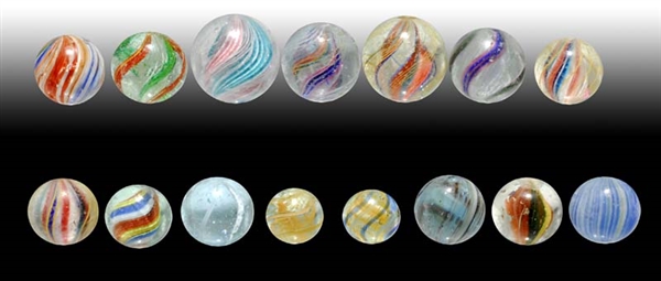LOT OF 15: SWIRL MARBLES.                         