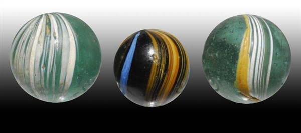 LOT OF 3: BANDED OPAQUE MARBLES.                  