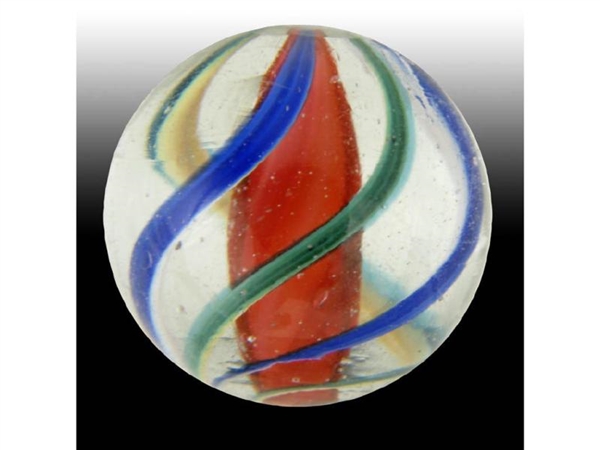 WHITE SOLID CORE MARBLE WITH RED TRANSPARENT GLASS