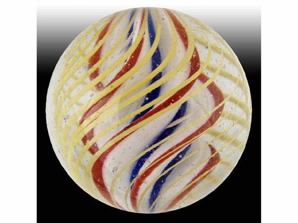 FOUR LOBED WHITE THIN CORE MARBLE.                