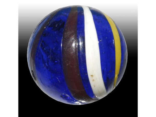 BANDED OPAQUE BLUE GLASS MARBLE.                  
