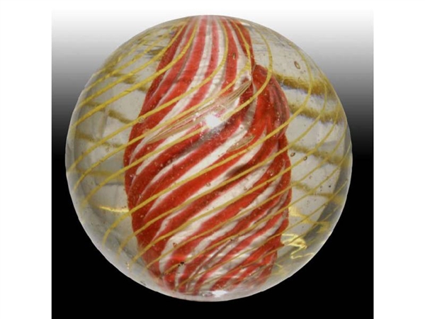 SOLID CORE MARBLE WITH OUTSIDE YELLOW BANDS.      