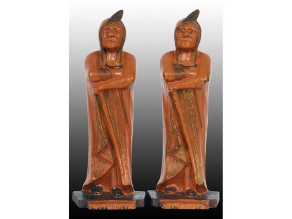 INDIAN CHIEF CAST IRON BOOKENDS.                  