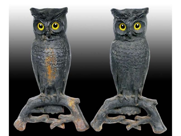 OWL CAST IRON ANDIRONS.                           