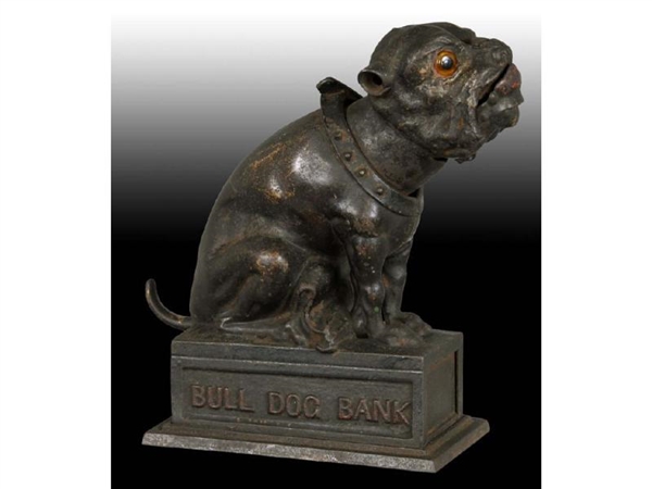 BULL DOG CAST IRON MECHANICAL BANK.               