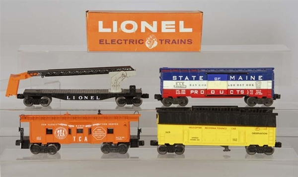 LOT OF 4: LIONEL 0-27 GAUGE FREIGHT CARS WITH 1 OR