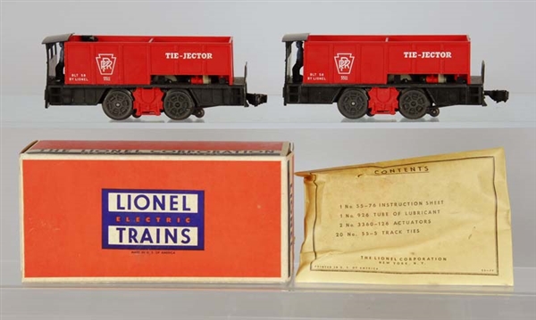 LOT OF 2: LIONEL O-27 #55 TIE-JECTOR CARS, 1 WITH 
