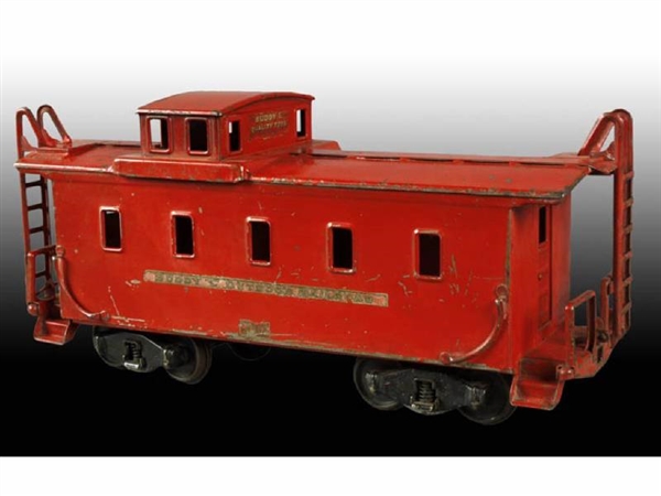 PRESSED STEEL BUDDY L OUTDOOR RAILROAD CABOOSE.   