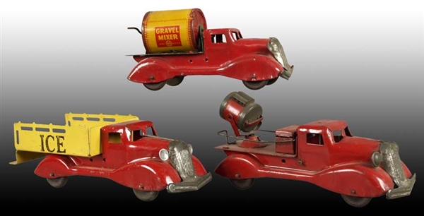 LOT OF 3: MARX PRESSED STEEL TRUCK TOYS.          