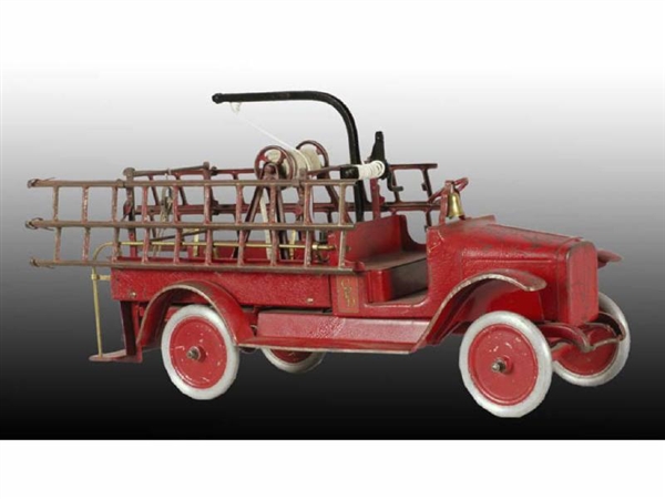 PRESSED STEEL BUDDY L HOOK AND LADDER FIRE TRUCK  