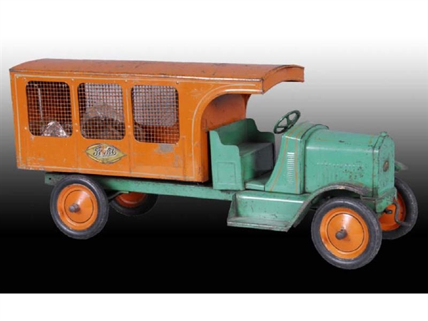 PRESSED STEEL AMERICAN NATIONAL EXPRESS TRUCK TOY.