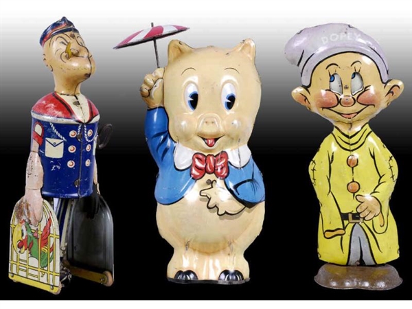 LOT OF 3: MARX CHARACTER TIN WIND-UP TOYS.        