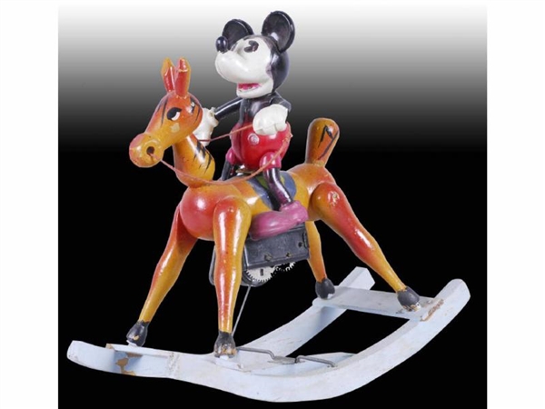 JAPANESE CELLULOID MICKEY MOUSE RIDING HORSE.     