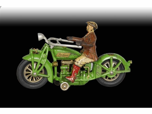CAST IRON HUBLEY INDIAN SOLO MOTORCYCLE TOY.      