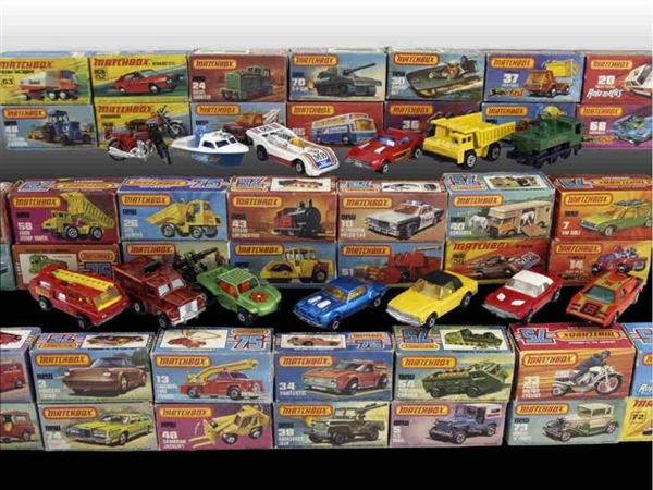 LOT OF 50: MATCHBOX VEHICLE TOYS WITH ORIG. BOXES.